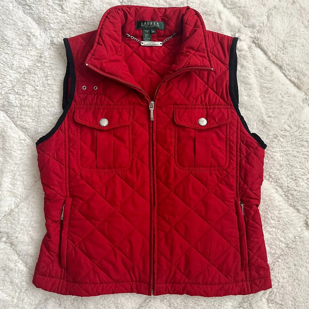 Ralph Lauren Petite Red Quilted Puffer Vest